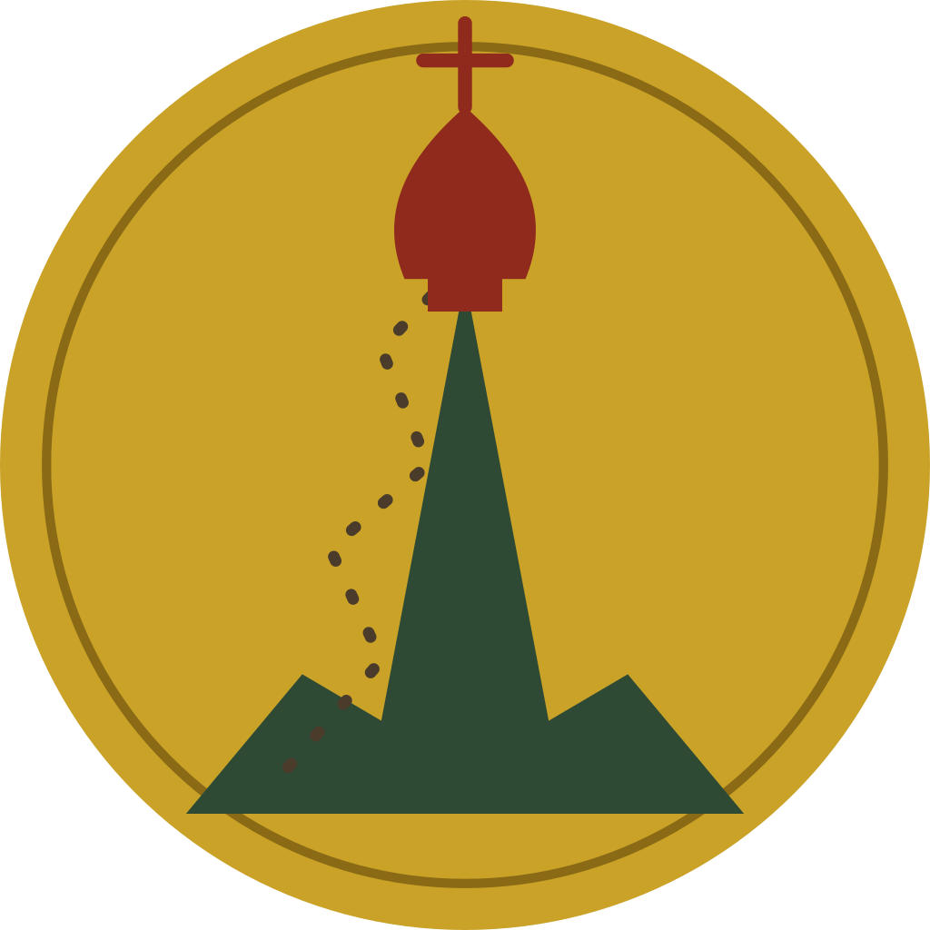 Mount Athos Atlas logo – Byzantine-style icon of a mountain peak with a dome and cross.